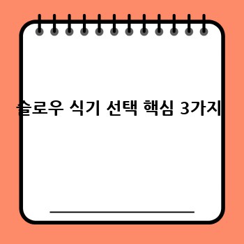 슬로우 식기 선택 핵심 3가지