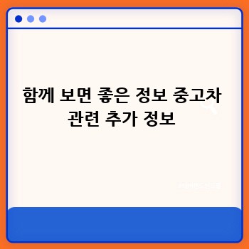 함께 보면 좋은 정보 중고차 관련 추가 정보